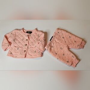 7 For All Mankind Baby Quilted Pink Jacket & Pants Set Sz 0/3 Mos.